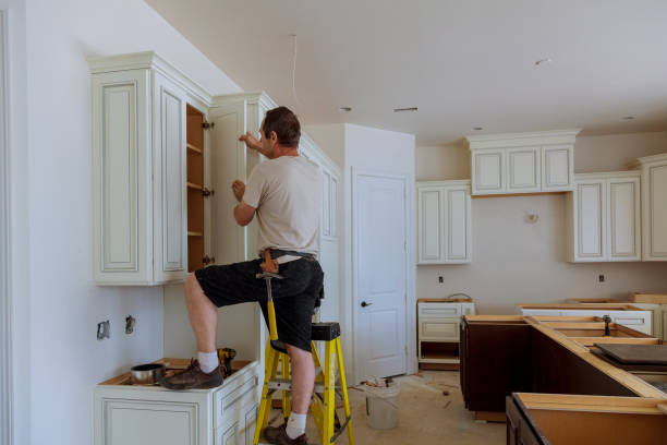 Kitchen island installation in South Haven by JMT Kitchen Cabinet